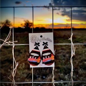 Aesthetica Black and Red Graphic Teardrop Earrings